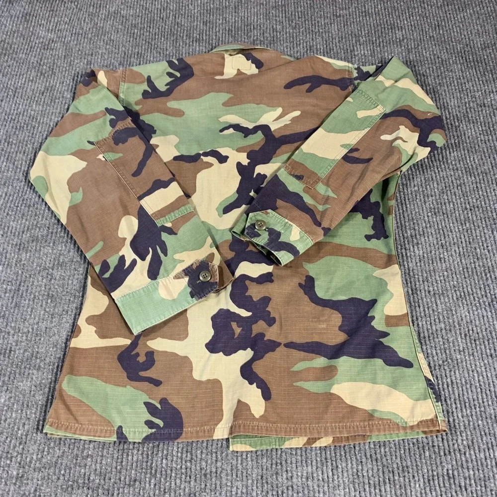 US Army Hot Weather Combat Coat Mens Small Brown Green Woodland‎ Camo Military